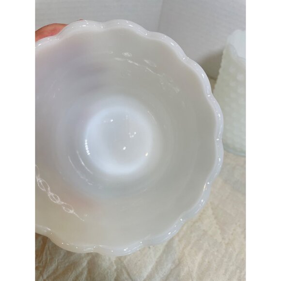 Fire-King Ovenware White Hobnail Milk Glass Custard Planters Set Of 4 Vintage Sc - Picture 6 of 8